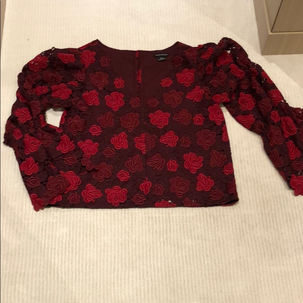 Club Monaco embroidered statement sleeve blouse